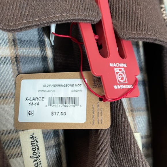 NWT Dearfoams Cozy Comfort Men's Herringbone Moccasin Slippers - Picture 4 of 7